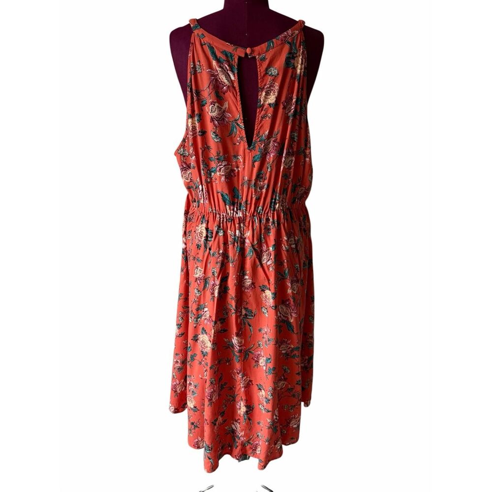 Torrid Mini Dress A-line Deep Blooms Ginger Floral Orange Sleeveless size 2 US 2 - Picture 5 of 11
